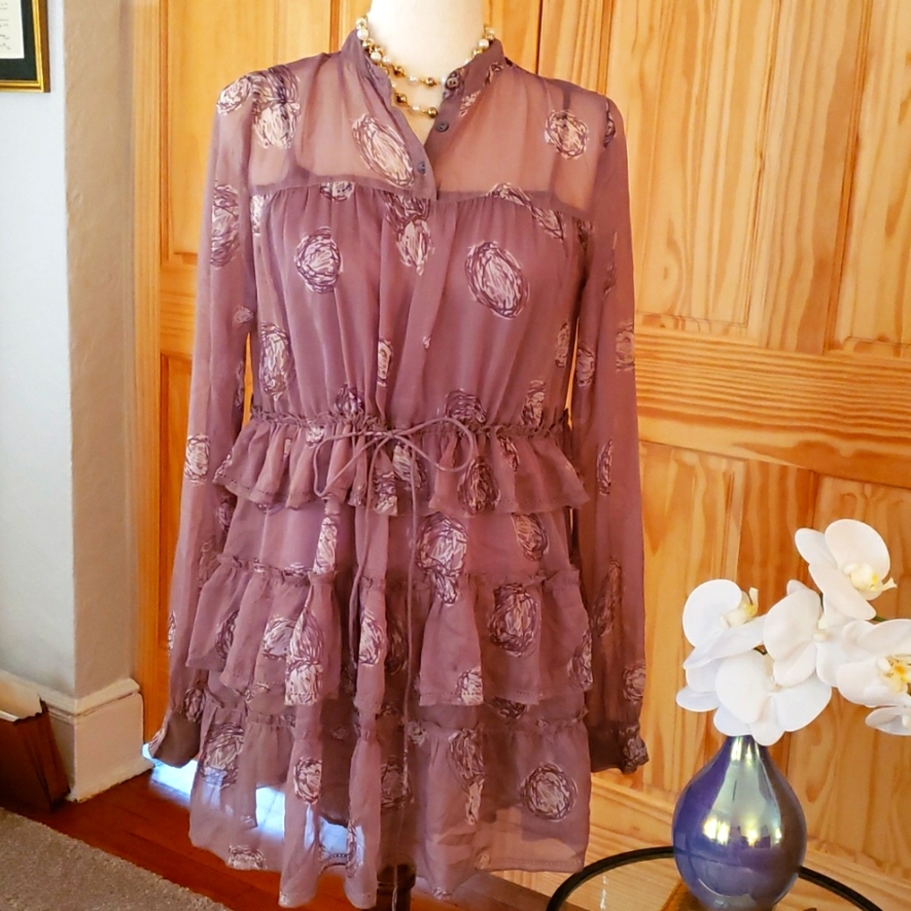 Anthropologie Seen Worn Kept Mauve Tiered Blouse